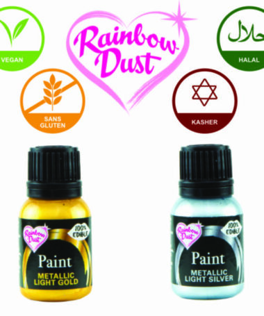 Peinture alimentaire Rainbow Dust Paint Metallic diverses couleurs