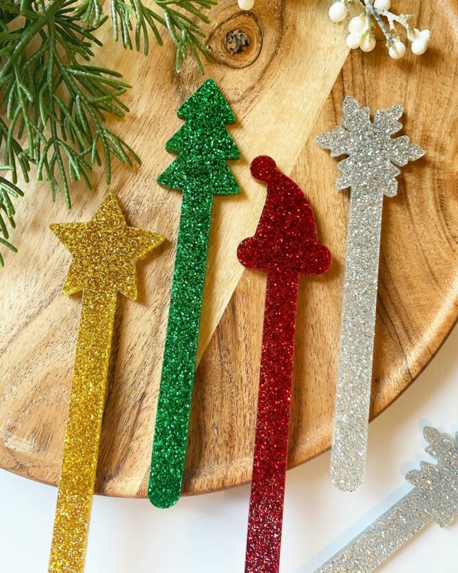 Bâtonnets pour magnum cakes de Noël étoile, sapin, bonnet et flocon