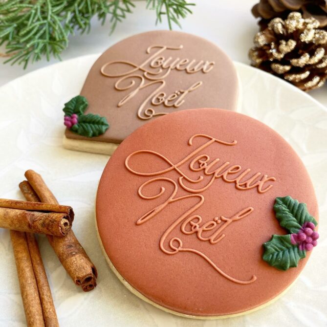 Tampon biscuit, noël, Joyeux Noël manuscrit