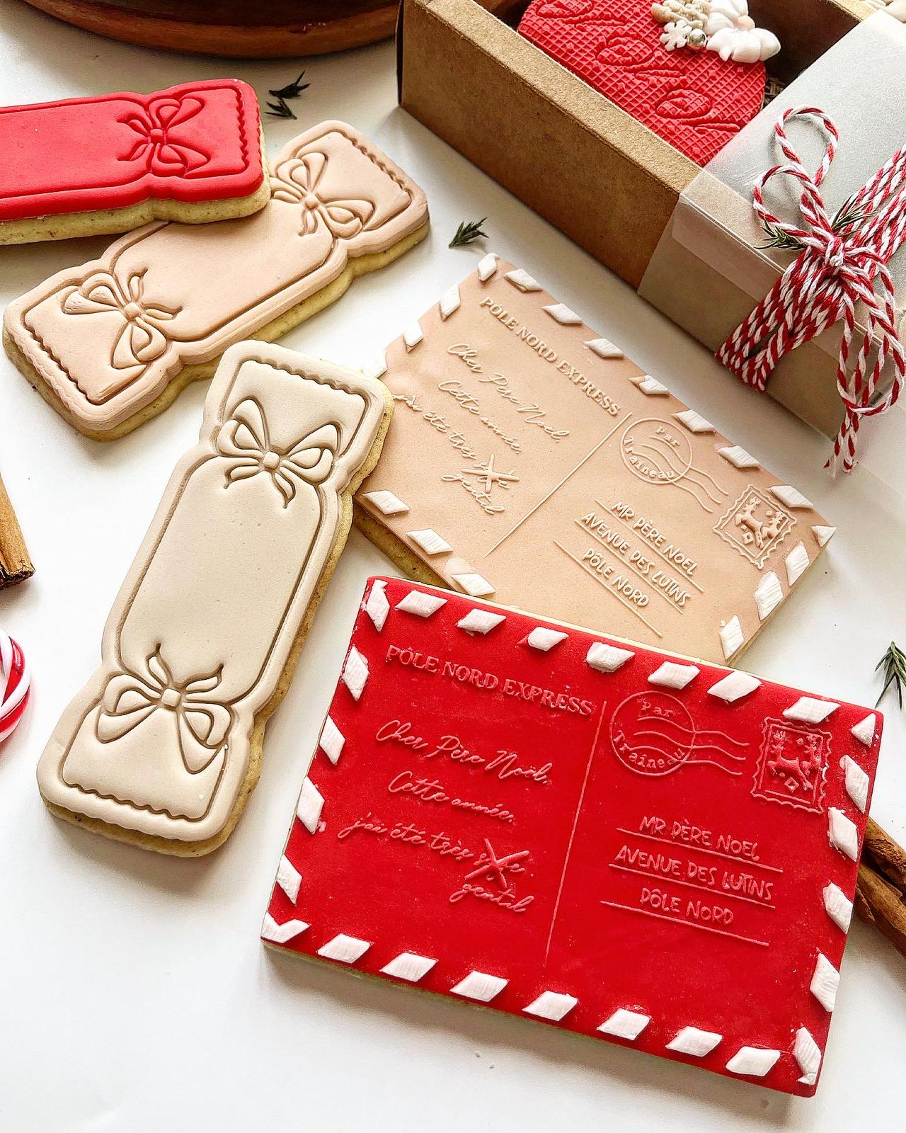 Set tampon biscuit, Noël, Carte postale et emporte pièce