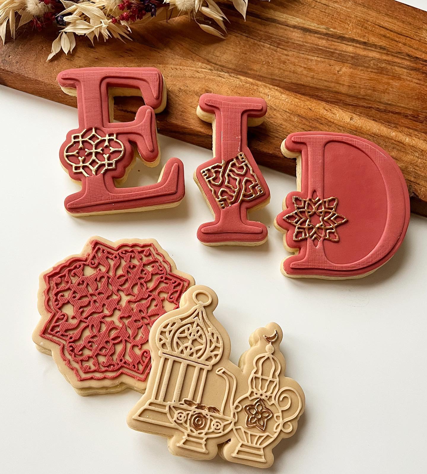 Set tampon biscuit et emporte-pièce, Eid, Lettres EID