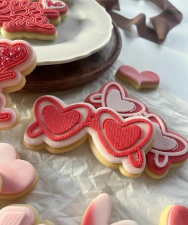 Set tampon biscuit, Saint-Valentin, Lunette coeur